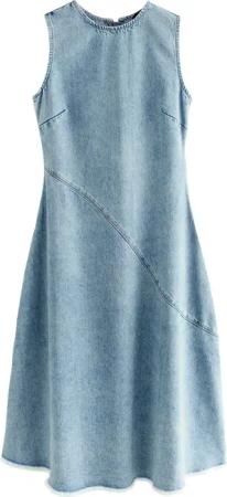 Next Jeanskleid Ärmelloses Denim-Maxikleid (1-tlg)