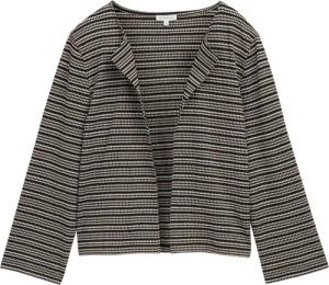 TOM TAILOR Damen Boxy Fit Jacquard Cardigan, schwarz, Gestreift, Gr. XL
