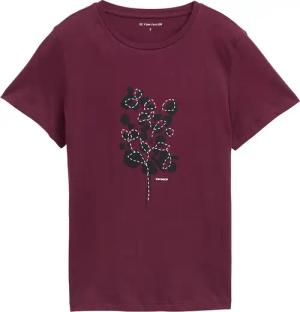 TOM TAILOR Damen T-Shirt mit Print, rot, Uni, Gr. XS