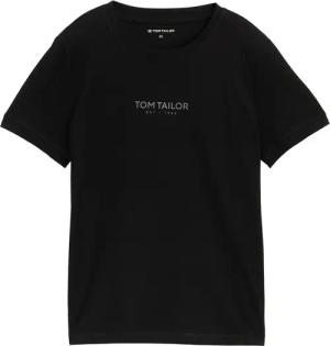 TOM TAILOR Damen T-Shirt mit Logo-Print, schwarz, Uni, Gr. XXL