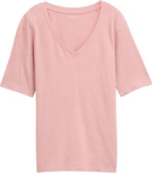 TOM TAILOR Damen T-Shirt mit V-Ausschnitt, rosa, Uni, Gr. L