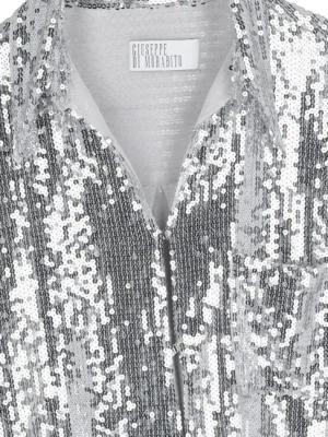 Giuseppe Di Morabito - Sequined Shirt In Silver Fabric Classic Collar - Größe 40 - silberfarben