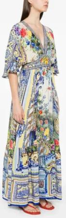 Camilla - Fitted-Waist Silk Maxi Dress - Größe S - bunt