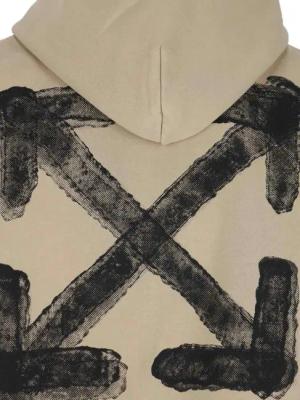 Off-White - "Spray Arrow" Hoodie – Beige - Größe S - beige