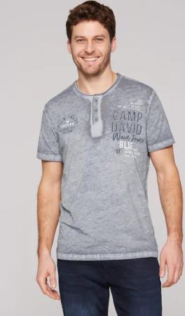 CAMP DAVID Henleyshirt mit Rollsaum am