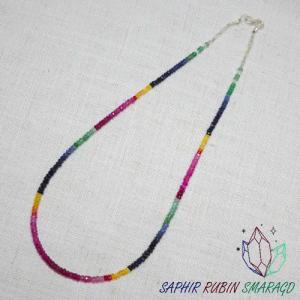 GOLDEN Perlenkette Rubin Saphir Smaragd Collier,