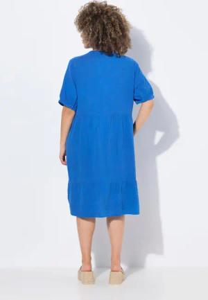 Ulla Popken Hemdblusenkleid Musselin-Kleid A-Linie Tunika-Ausschnitt