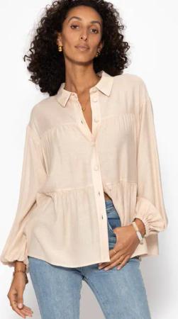 SASSYCLASSY Langarmbluse Oversize Bluse Damen aus