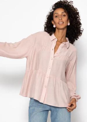 SASSYCLASSY Langarmbluse Oversize Bluse Damen aus