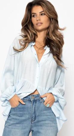 SASSYCLASSY Langarmbluse Oversize Bluse Damen aus