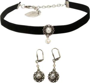 Alpenflüstern Ketten-Set Trachtenschmuck-Set Trachten-Samt-Kropfband und Ohrhänger