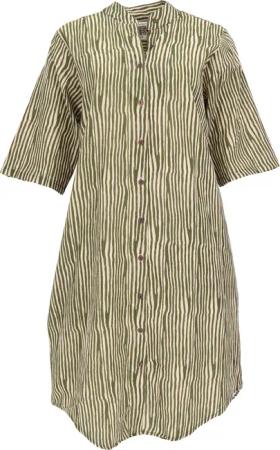 Guru-Shop Midikleid Boho Hemdkleid, lange gestreifte