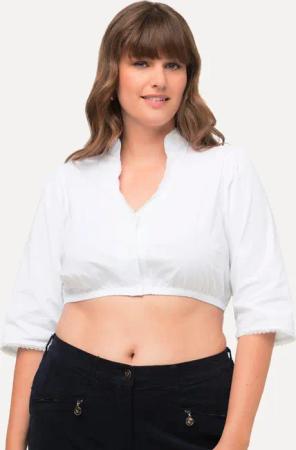 Ulla Popken Longbluse Dirndlbluse Stehkragen Spitze