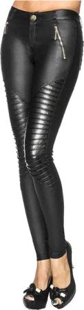 Atixo Stretch-Hose Stretchhose mit Lederimitat-Einsätzen Damen-Hose