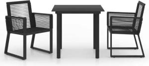 vidaXL Garten-Essgruppe 3-tlg. Garten-Essgruppe PVC Rattan
