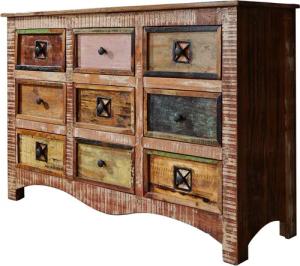 Massivmoebel24 Kommode (Kommode Altholz 130x40x85 mehrfarbig
