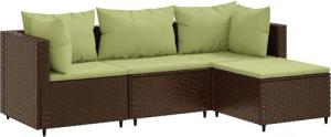 vidaXL Gartenlounge-Set 4-tlg. Garten-Lounge-Set mit Kissen