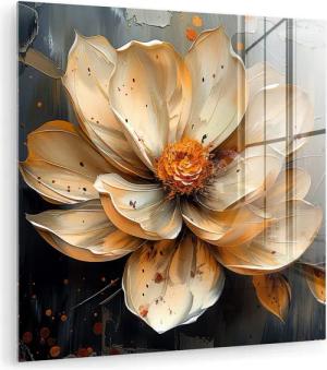 MuchoWow Acrylglasbild Blumen - Gold -