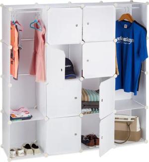 relaxdays Kleiderschrank Stecksystem 12 Fäch Weiß
