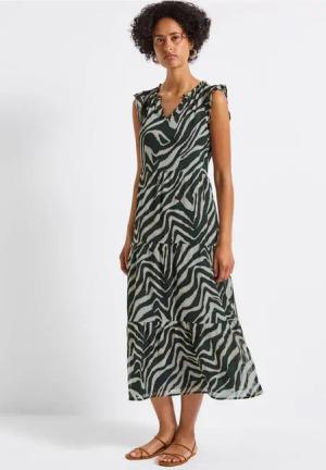 Street One Frauen Chiffon-Kleid mit Volants in Grün, Gr: 42