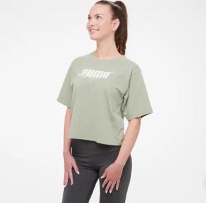T-Shirt Damen Crop Baumwolle - khaki