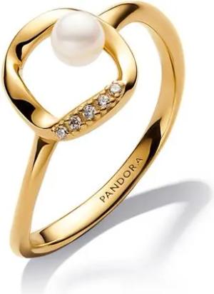 Essence Damenring mit Perle und Zirkonia, IP Gold
