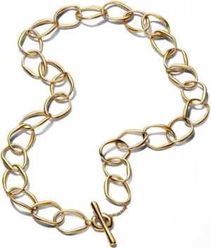 Organisch geformte Damenkette, IP Gold, Essence
