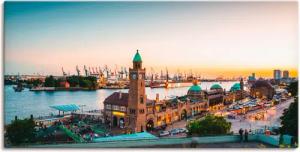 Artland Wandbild Hamburg Hafen und Landungsbrücken,