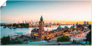 Artland Wandbild Hamburg Hafen und Landungsbrücken,