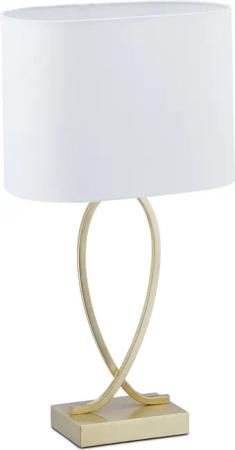 relaxdays Tischleuchte Goldene Tischlampe mit Stoffschirm