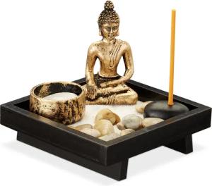 relaxdays Buddhafigur Zen Garten mit Buddha