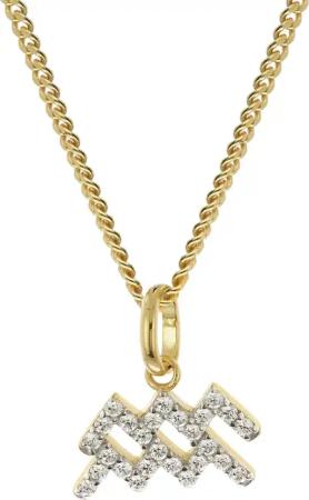GLIZZ GL8330-11 Sternzeichen Wassermann Gold 333/8K an vergoldeter Silberket