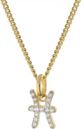 GLIZZ GL8330-12 Sternzeichen Fische Gold 333/8K an vergoldeter Silberkette