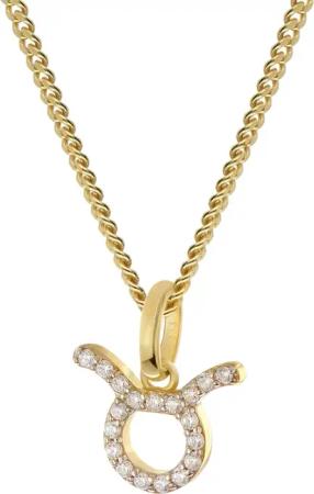 GLIZZ GL8330-02 Sternzeichen Stier Gold 333/8K an vergoldeter Silberkette