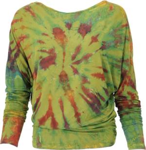 Guru-Shop Longsleeve Batik Hippie Shirt, Unikat