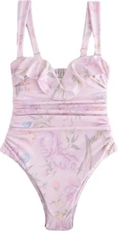 Next Badeanzug Kew Gardens Bauchformender Bandeau-Badeanzug