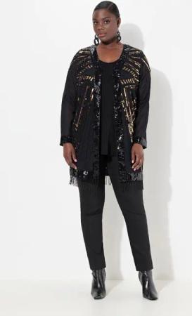 Ulla Popken Kimono Jacke Perlen Pailletten