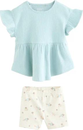 Next Top & Shorts Kurzarm-Schößchenoberteil und