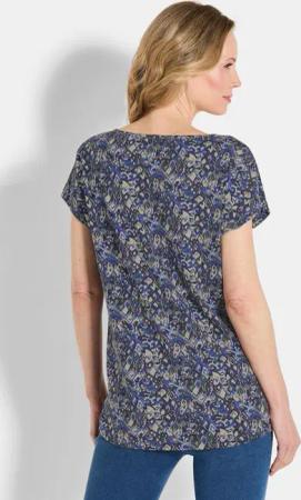 Jersey-Shirt mit überschnittenen Schultern - blau / stein / gemustert - Gr. 22 von Goldner Fashion