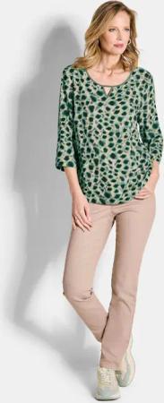 Druckbluse aus reiner Viskose - graugrün / gemustert - Gr. 40 von Goldner Fashion