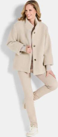 Modische Jacke mit Strickbündchen - beige - Gr. 52 von Goldner Fashion