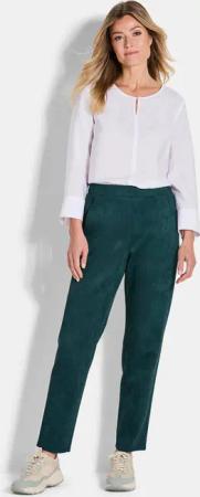 Hose LOUISA in Veloursleder-Optik - dunkelgrün - Gr. 46 von Goldner Fashion