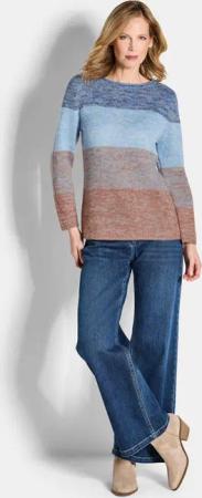 Pullover - hellblau / camel / gemustert - Gr. 50 von Goldner Fashion