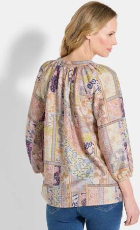 Luftige Bluse mit Viskose - stein / gemustert - Gr. 42 von Goldner Fashion