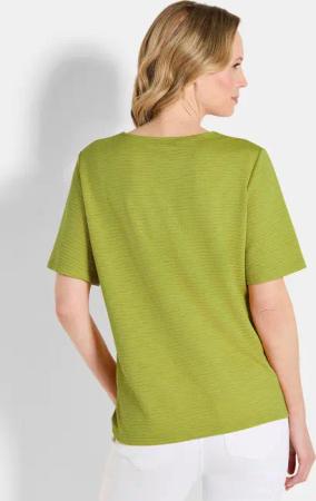 Jersey-Shirt mit U-Boot-Ausschnitt - hellgrün - Gr. 46 von Goldner Fashion