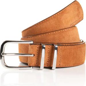 TOM TAILOR Synthetikgürtel "TTMILLIE", Veloursleder mit Ziernähten – 3,5 cm breit