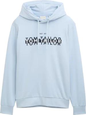 TOM TAILOR Herren Hoodie Sweatshirt mit Logo-Print, blau, Logo Print, Gr. S