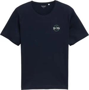 TOM TAILOR Herren T-Shirt mit Print, blau, Uni, Gr. XL