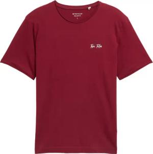 TOM TAILOR Herren T-Shirt mit Print, rot, Uni, Gr. S
