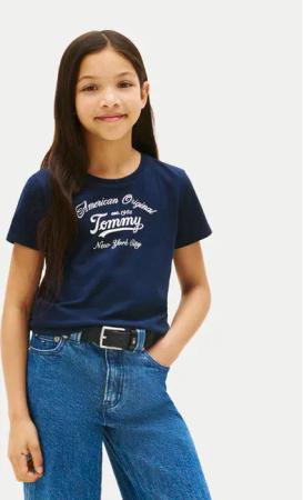 Tommy Hilfiger T-Shirt Script KG0KG08636 Dunkelblau Regular Fit